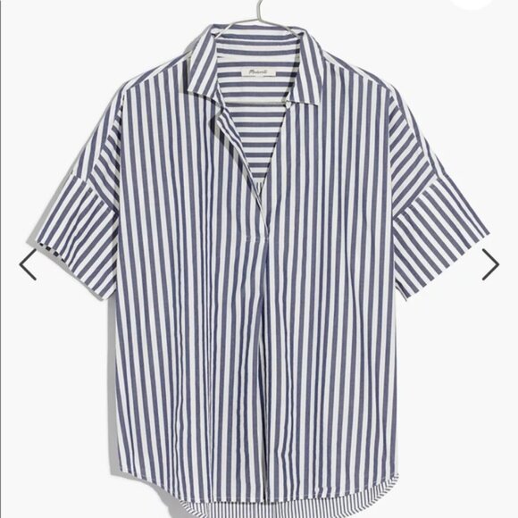 Madewell Courier Button-Back Shirt in Stripe Mix - Picture 1 of 5